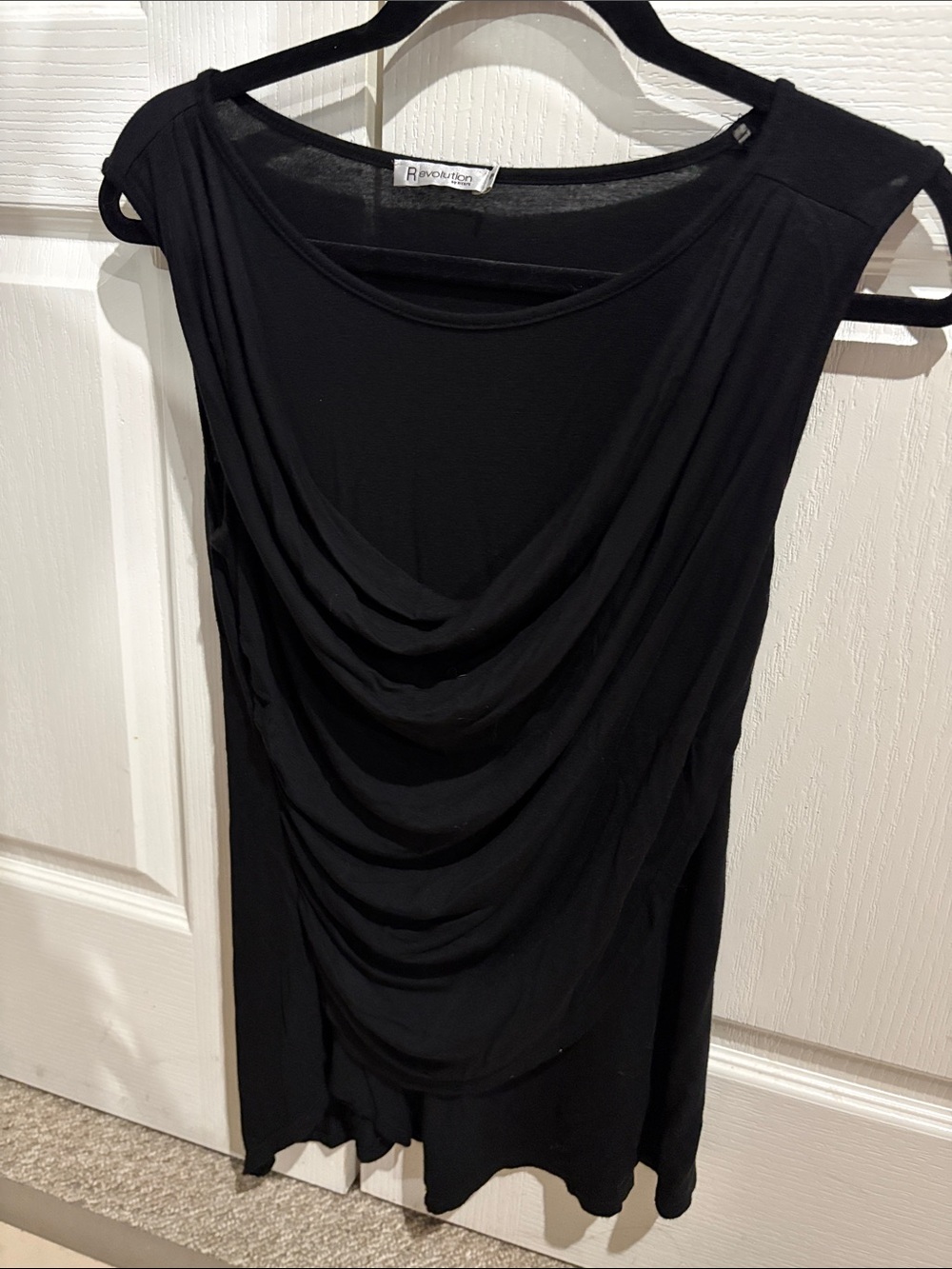 Revolution Black Asymmetrical Draped Sleeveless Dress